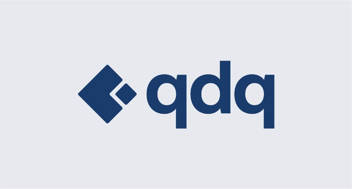 dark blue qdq group logo on a light grey background